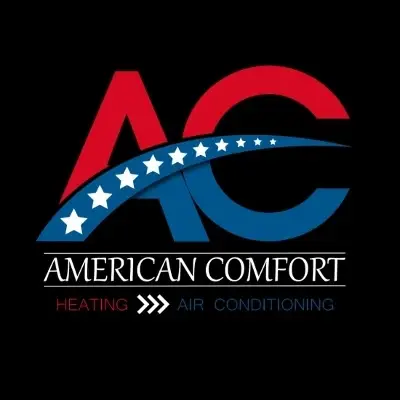 Logo for American Comfort Heating & Air Conditioning featuring a stylized AC with stars on a black background. - My Personal Painter - My Personal Painter american comfort heating and air logo
