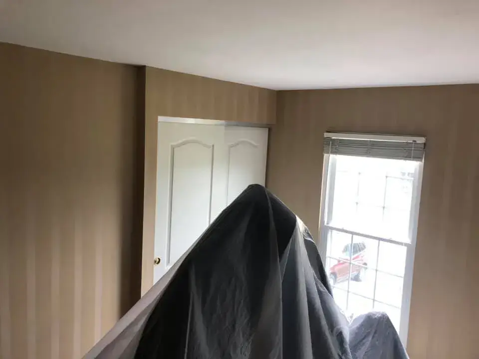 Before: bedrooms with wallpaper borders painted gray
