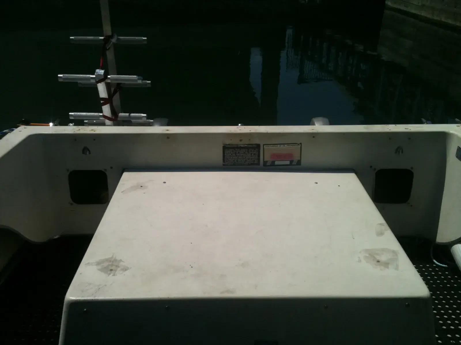 Before: boat deck refinished white