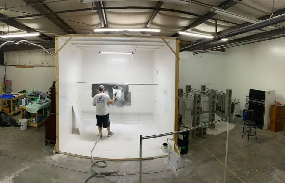 Before: cabinet doors sprayed in shop spray booth