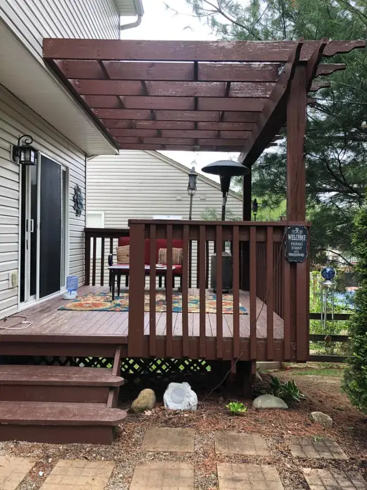 Before: deck and pergola painted gray