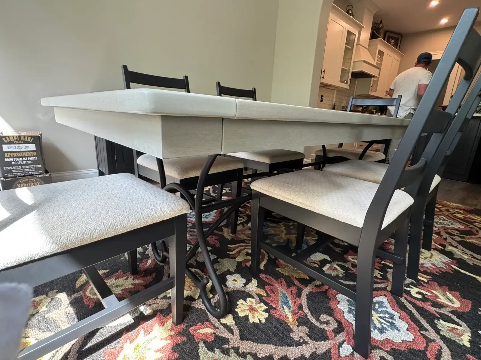 After: dining table, chairs and sideboard refinished