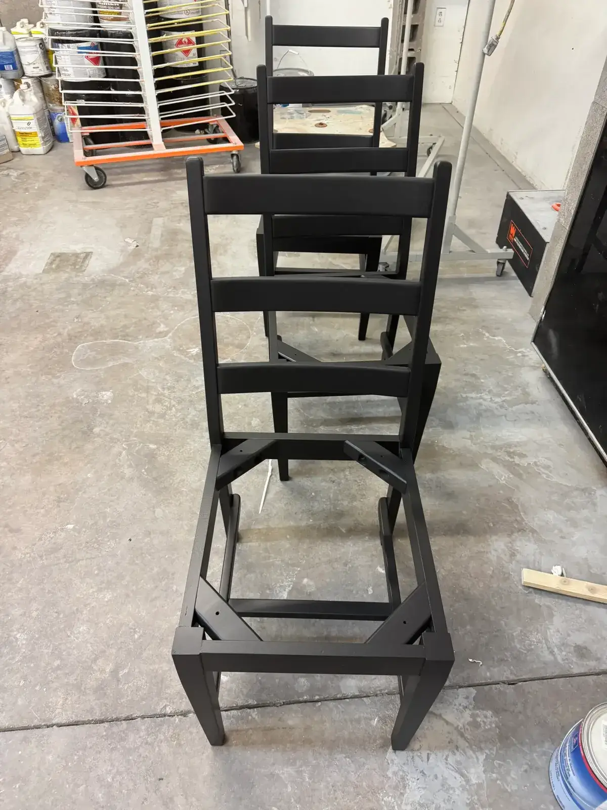 In progress: dining table, chairs and sideboard refinished