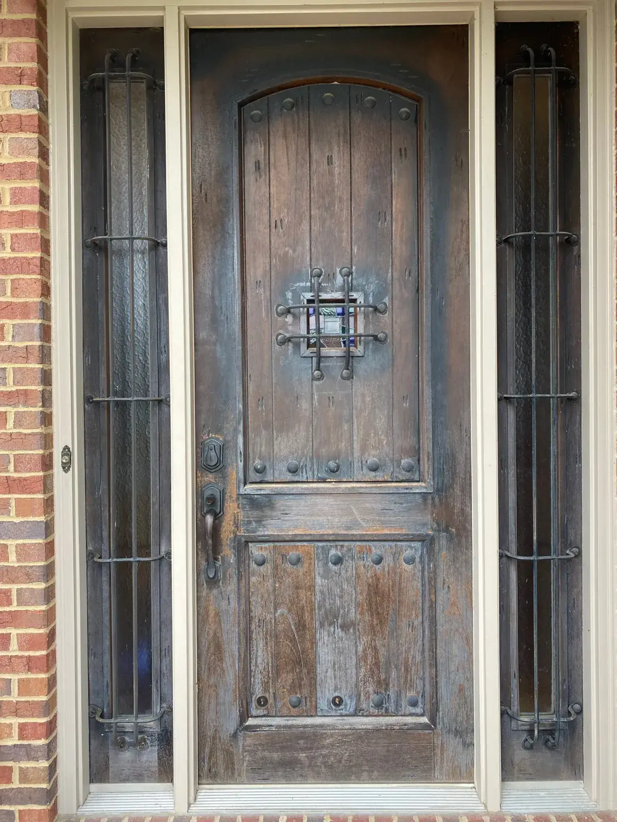 Before: front door refinished