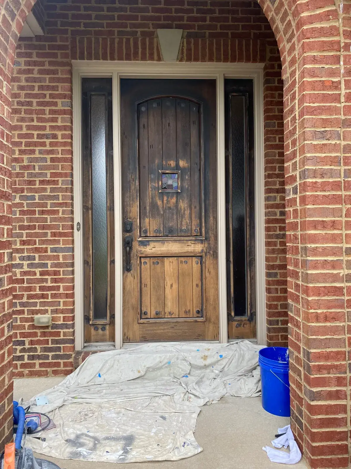 In progress: front door refinished