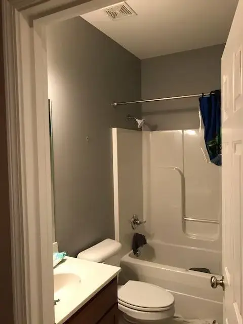 After: hallway, bedrooms, closet and bathroom painted