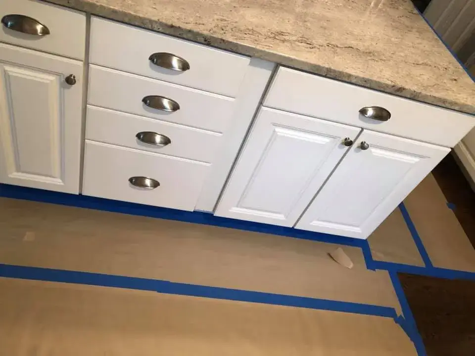 Before: kitchen island painted navy