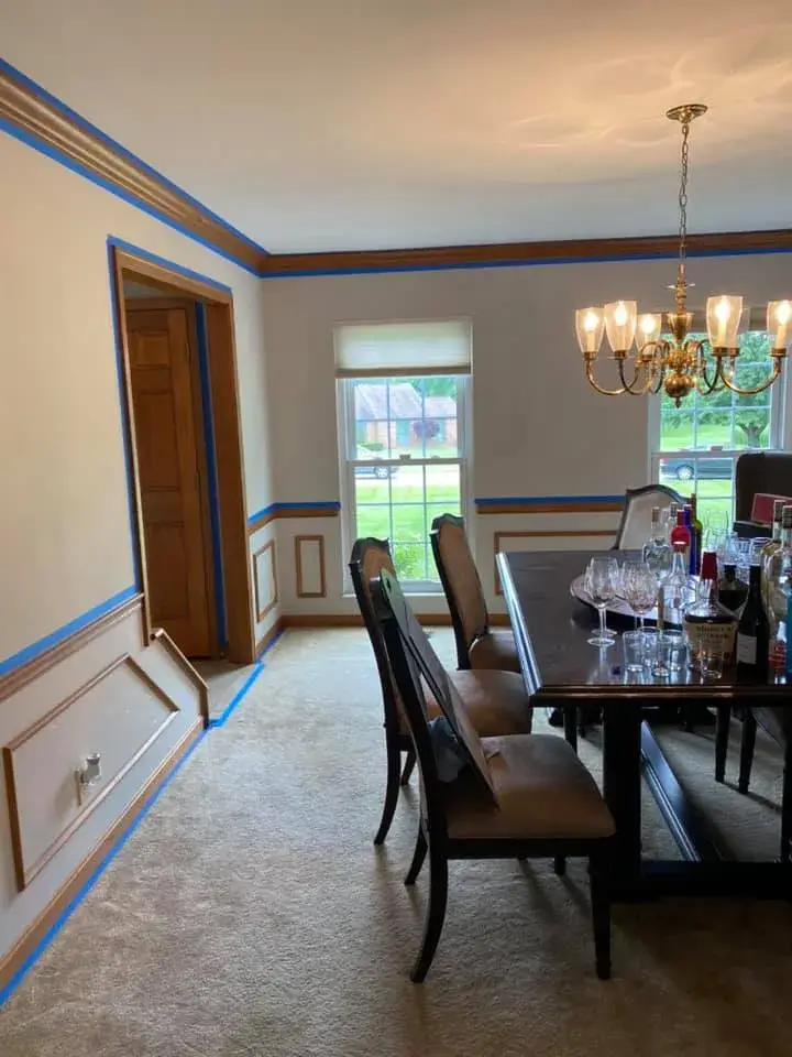 Before: kitchen painted white, living room and dining room repainted