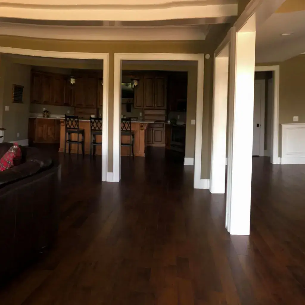 After: large home interior: built-ins, coffered ceilings, wainscoting, bedrooms and halls