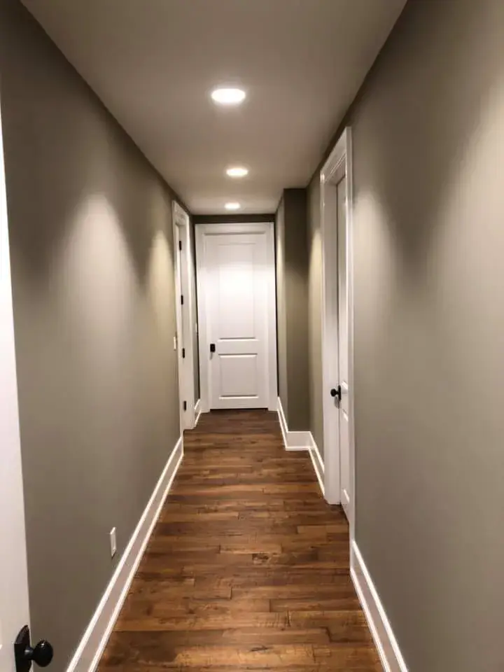 After: large home interior: built-ins, coffered ceilings, wainscoting, bedrooms and halls
