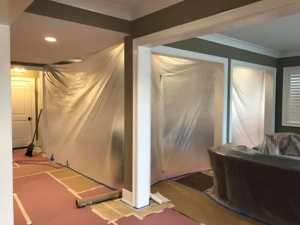 In progress: large home interior: built-ins, coffered ceilings, wainscoting, bedrooms and halls