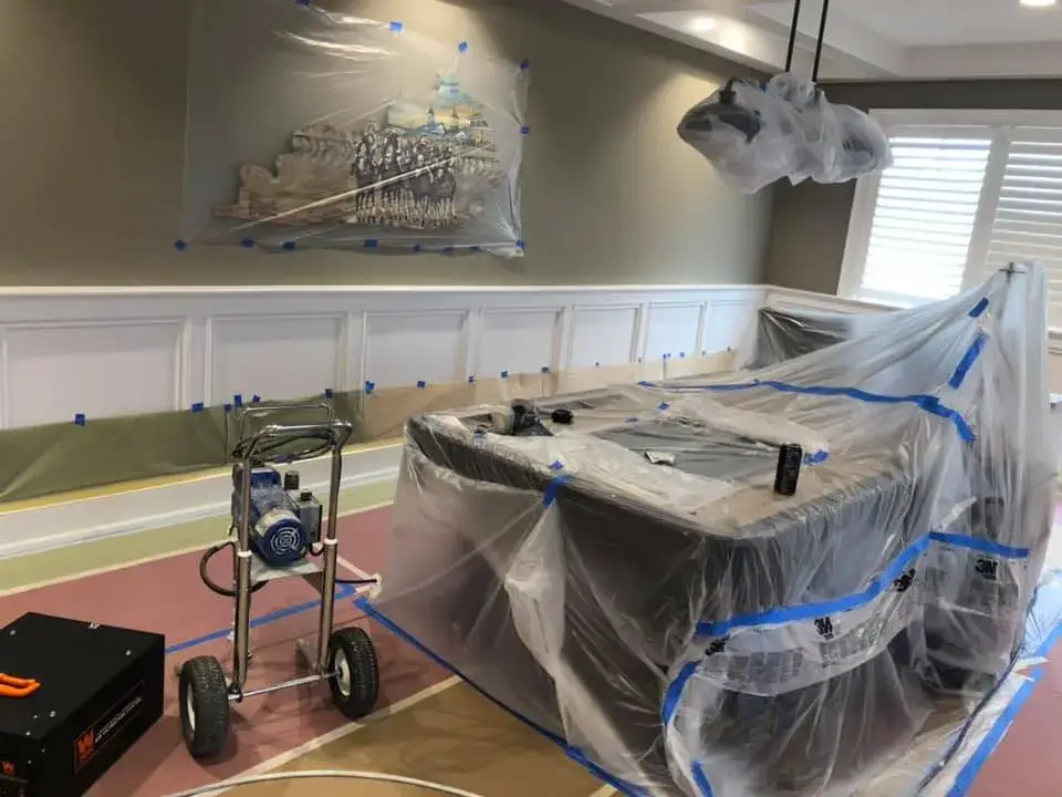 In progress: large home interior: built-ins, coffered ceilings, wainscoting, bedrooms and halls
