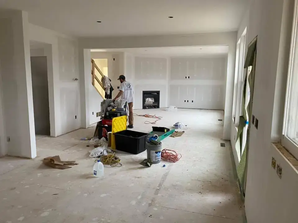 After: new-construction interior walls painted