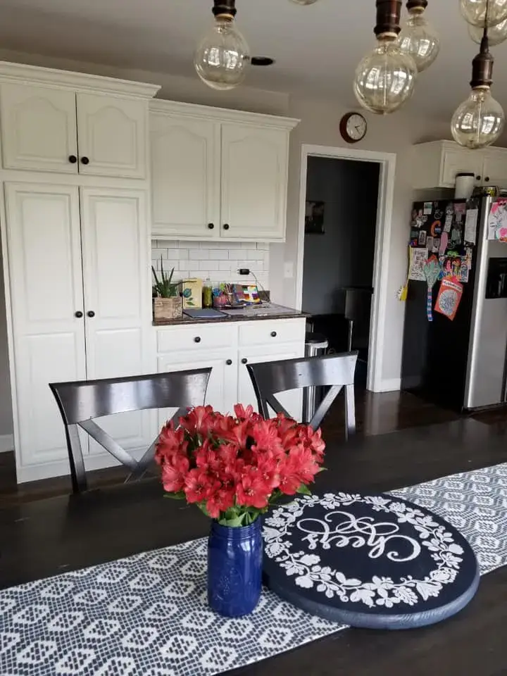 After: oak kitchen painted white