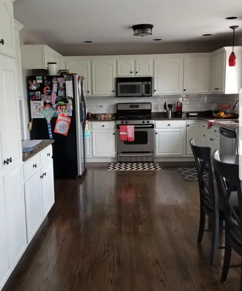After: oak kitchen painted white