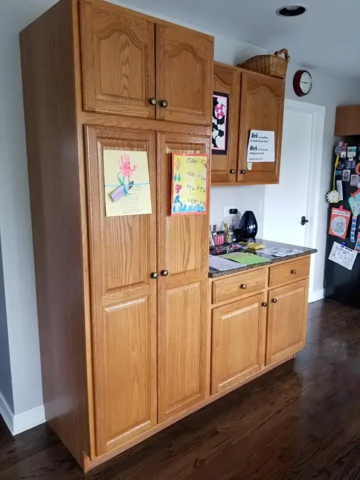 Before: oak kitchen painted white