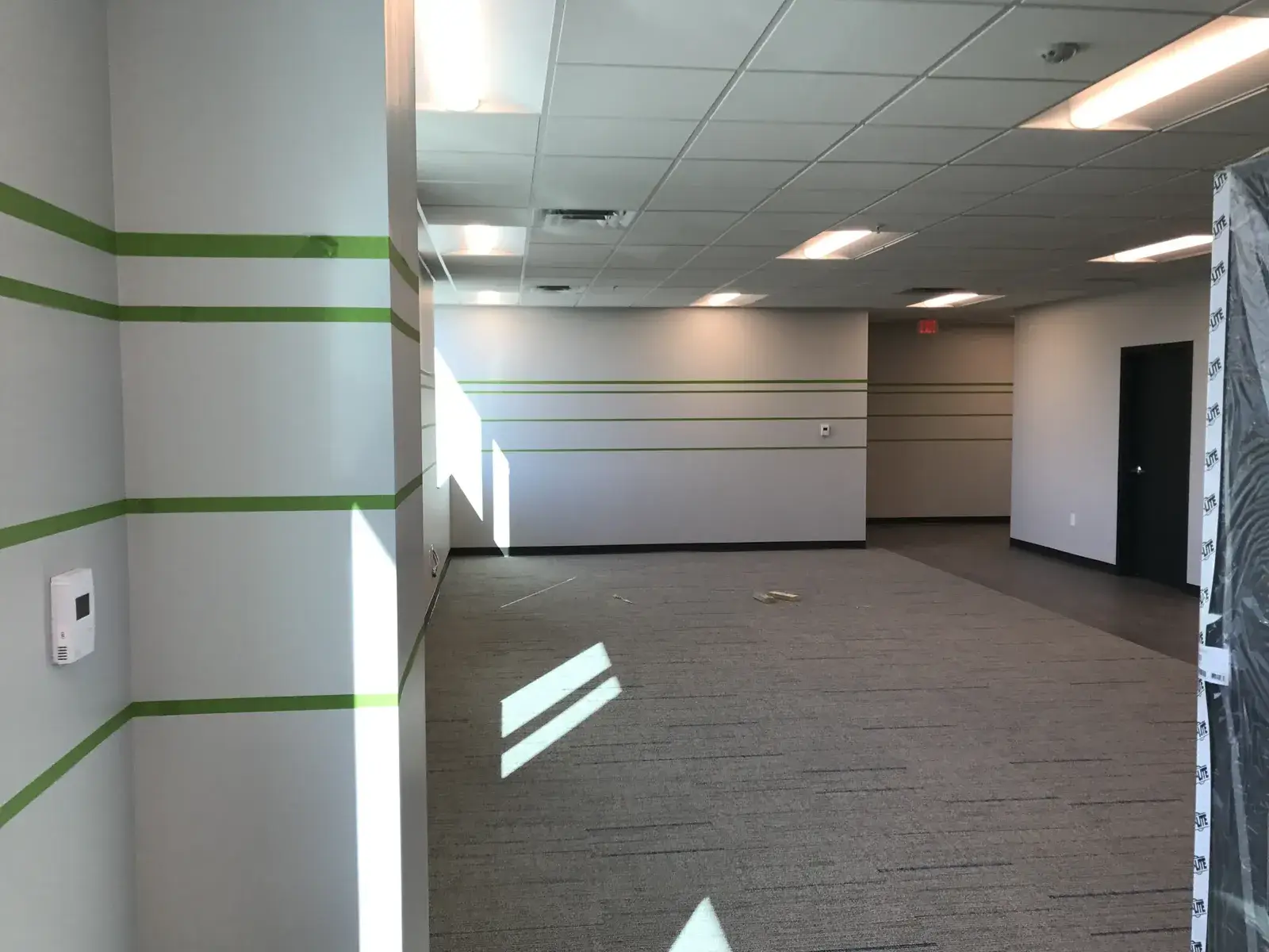 After: office green pinstripes