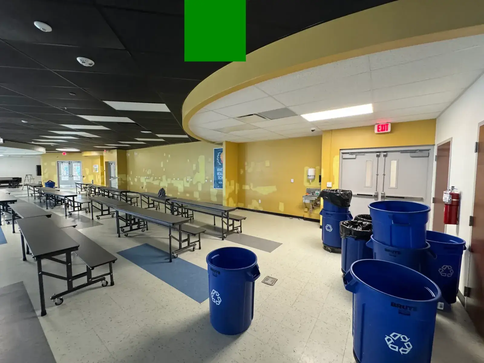After: school: gym, hallways, cafeteria and classrooms